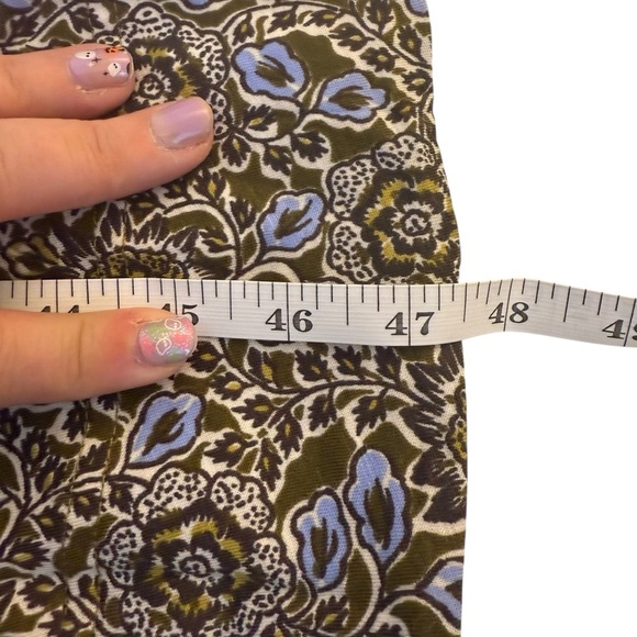 Me + Em Cotton Trailing Lotus Print Midi Dress Size 4 Olive Green Blue Floral - Picture 16 of 16